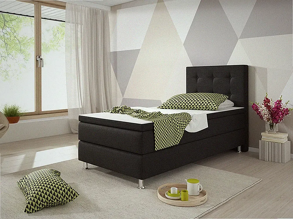 Boxspringbett Köln 90x200 cm Webstoff Schwarz