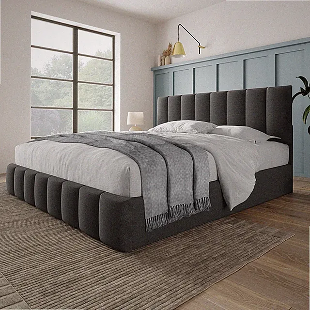 Boxspringbett Leinen Polsterbett 140x200cm Doppelbett Bettkasten Stauraumbett