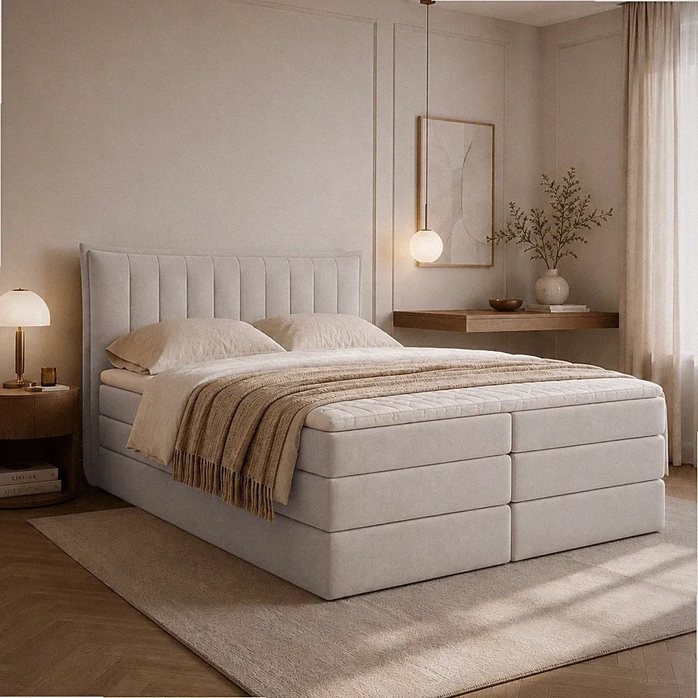Boxspringbett LUMA PLUS Hohes Bett mit Taschenfederkernmatratze und Bettkasten