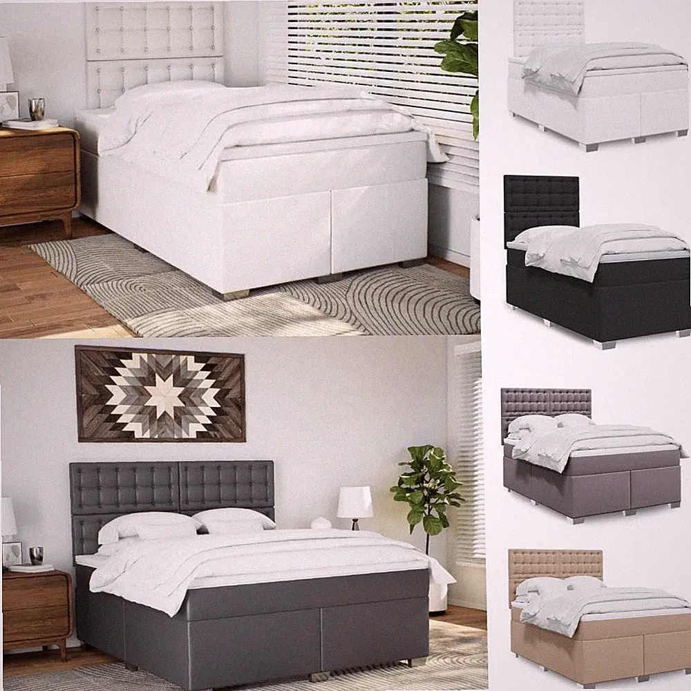 Boxspringbett Matratze Bettgestell Polsterbett Kunstleder Einzelbett Doppelbett