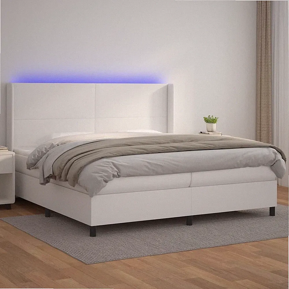 Boxspringbett Matratze LED Bett Bettgestell Polsterbett Kunstleder vidaXL