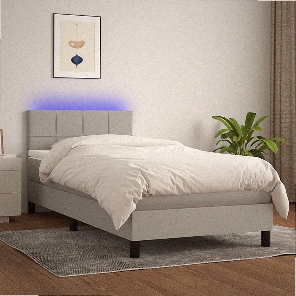 Boxspringbett Matratze LED Bett Bettgestell Polsterbett Lattenrost Stoff vidaXL