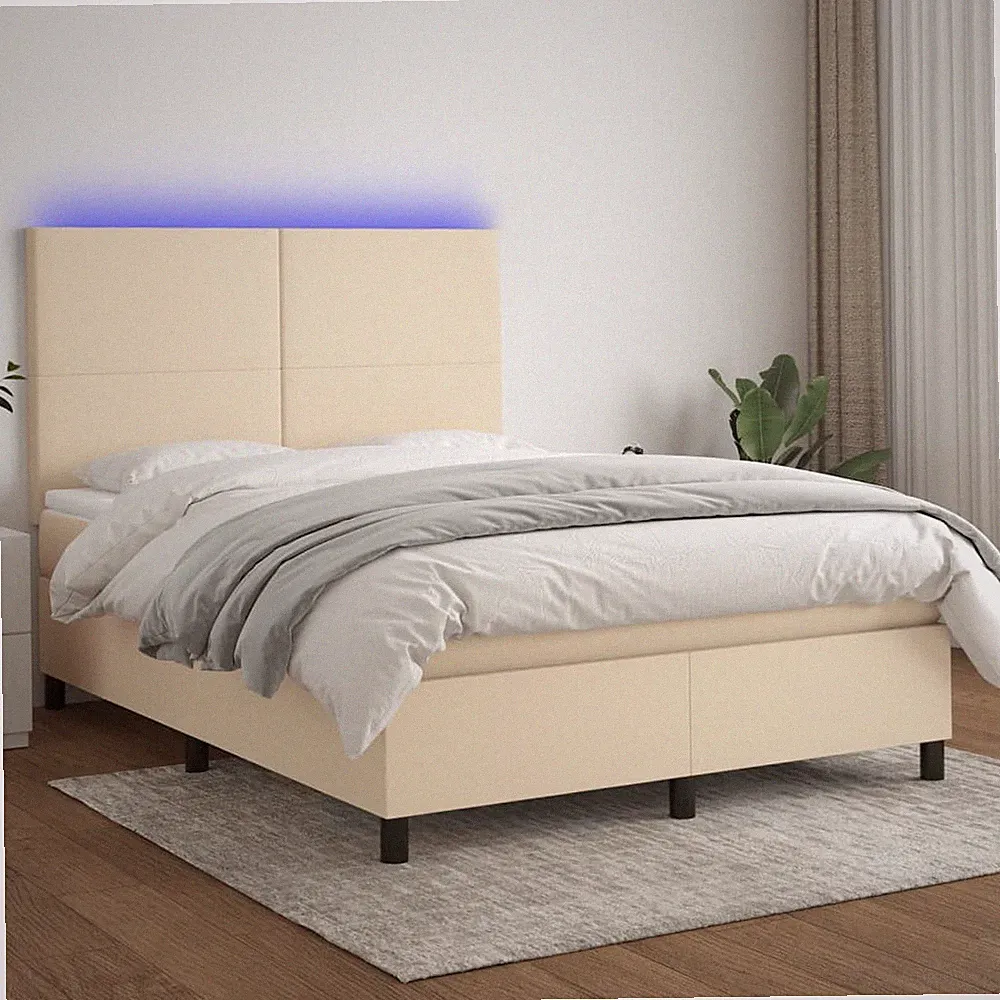 Boxspringbett Matratze LED Bett Bettgestell Polsterbett Lattenrost Stoff vidaXL