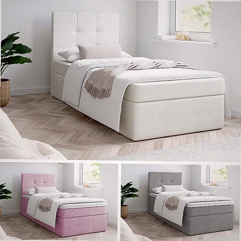Boxspringbett MERA MINI mit Bettkästen, Topper H3, Einzelbett, Stauraum