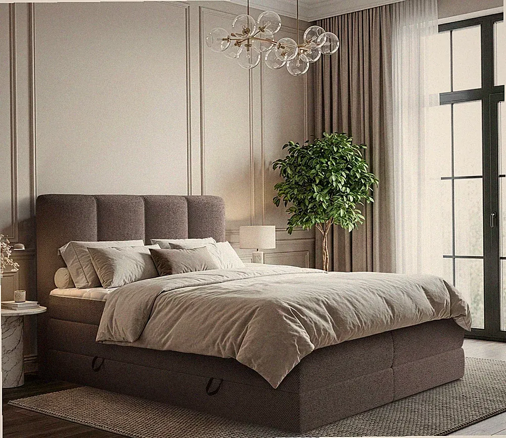 Boxspringbett mit 2 Bettkästen Elinro Bonellfederkernmatratze Antirutschfüße M24