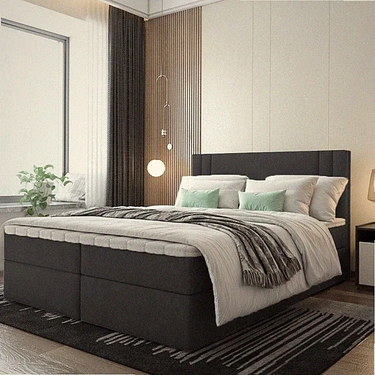 Boxspringbett mit Bettkästen RALI Bett H3 Stauraum Schubladen Topper Kopfteil