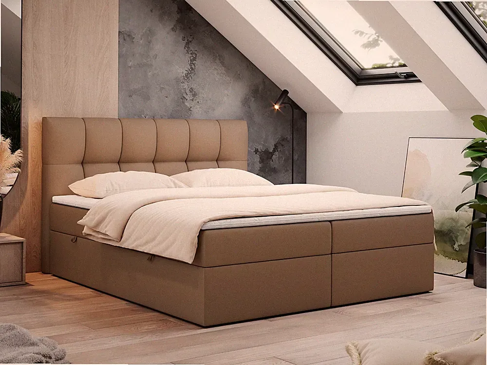 Boxspringbett mit Bettkasten, Bett mit Multipocket - Matratze und Topper - RICO