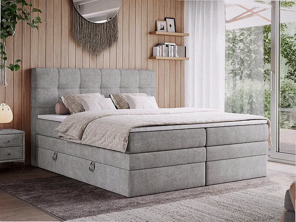 Boxspringbett mit Bettkasten und Matratze, Polsterbett mit Kopfteil - ERNI KING
