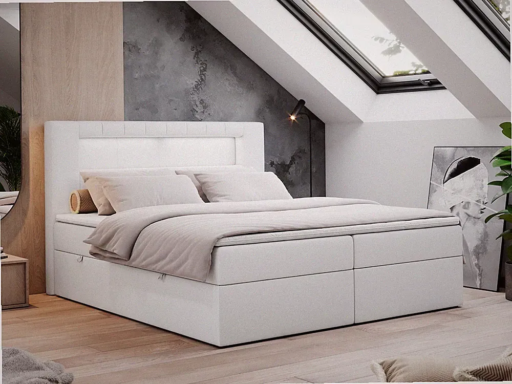 Boxspringbett mit Led, Doppelbett mit Bettkasten, Stauraumbett - GOLD 5
