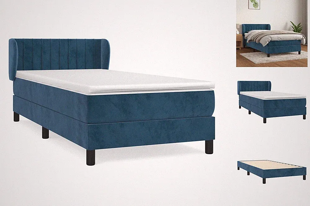 Boxspringbett Mit Matratze Dunkelblau 90x200 Cm Samt Bett Bettgestell