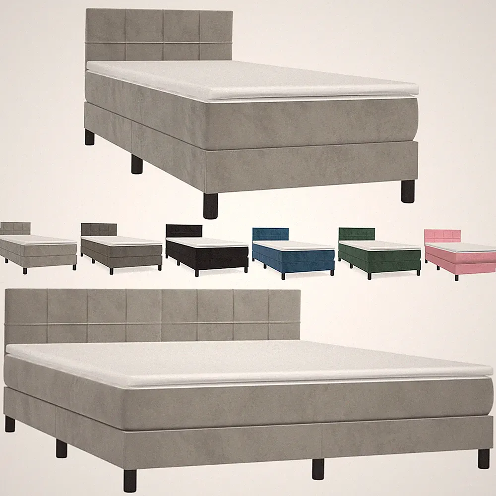 Boxspringbett mit Matratze Polsterbett Samt Bett Doppelbett -Block mit Quadraten