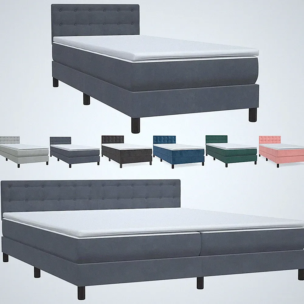 Boxspringbett mit Matratze Polsterbett Samt Bett Einzelbett Doppelbett - Knöpfe