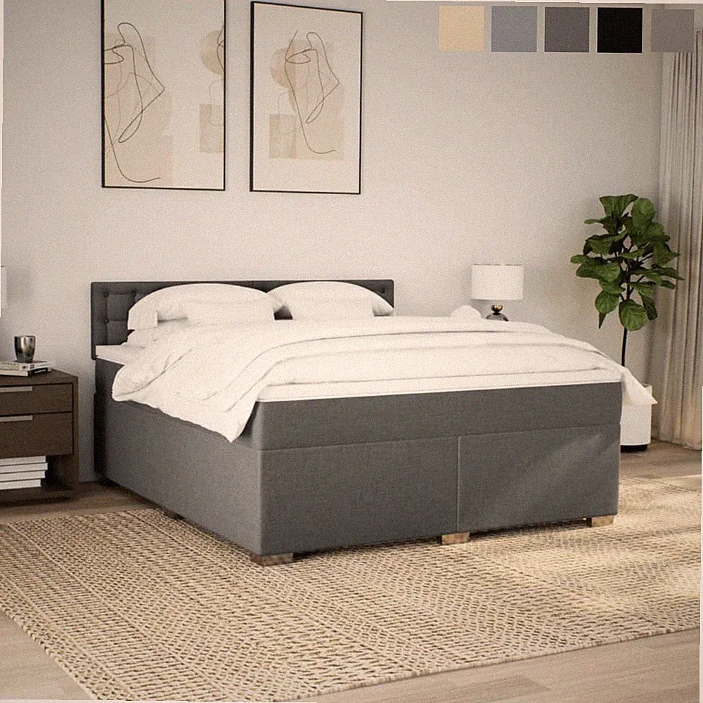 Boxspringbett mit Matratze Schlafzimmer Stoff Bettgestell Einzelbett Doppelbett