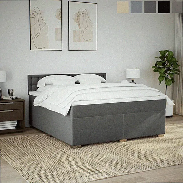 Boxspringbett mit Matratze Schlafzimmer Stoff Bettgestell Einzelbett Doppelbett