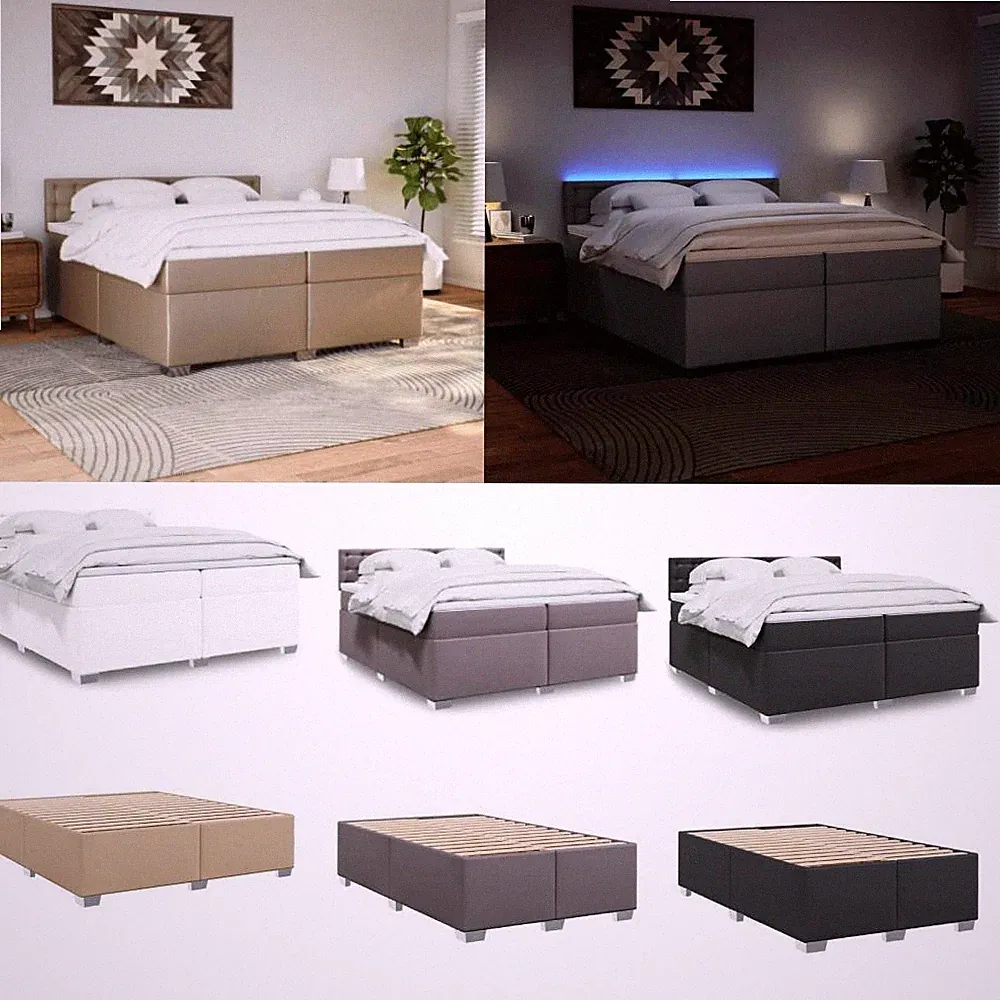 Boxspringbett mit Matratze Schlafzimmerbett Kunstleder Einzelbett Doppelbett