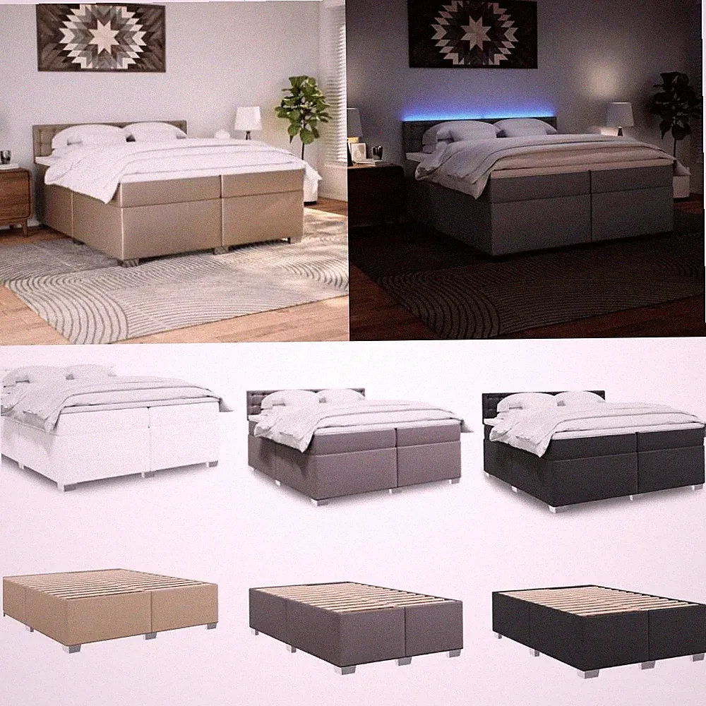 Boxspringbett mit Matratze Schlafzimmerbett Kunstleder Einzelbett Doppelbett