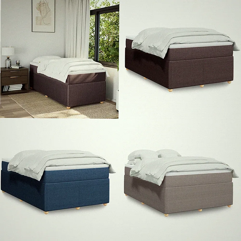 Boxspringbett mit Matratze Stoff Eiche Massivholzbett Ehebett Doppelbett bett