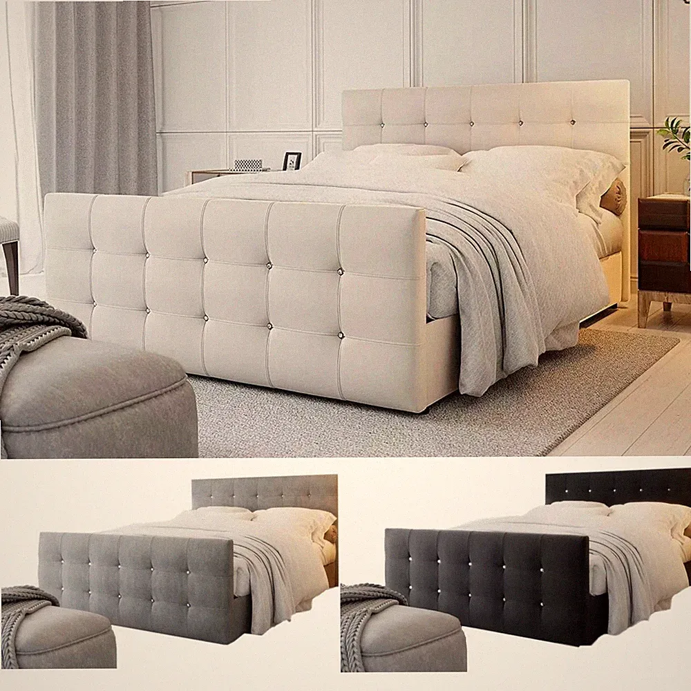 Boxspringbett mit Matratze und Bettkasten Schlafzimmer Bett Cleo 140/160/180x200