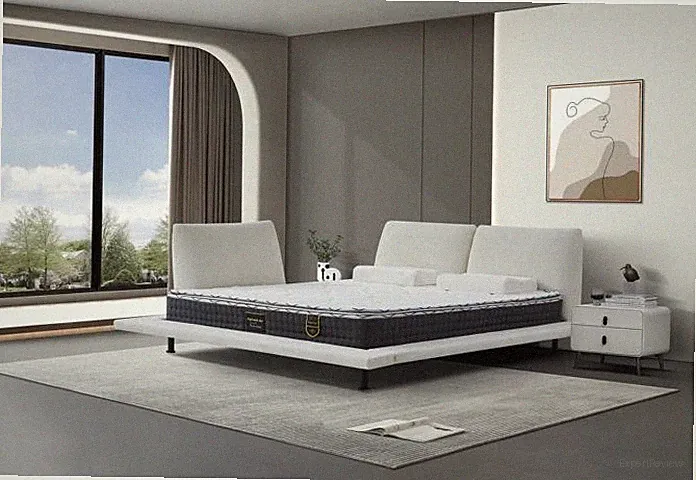 Boxspringbett Modern Komfort Design Doppelbett Weißes Kopfteil Minimalistisch