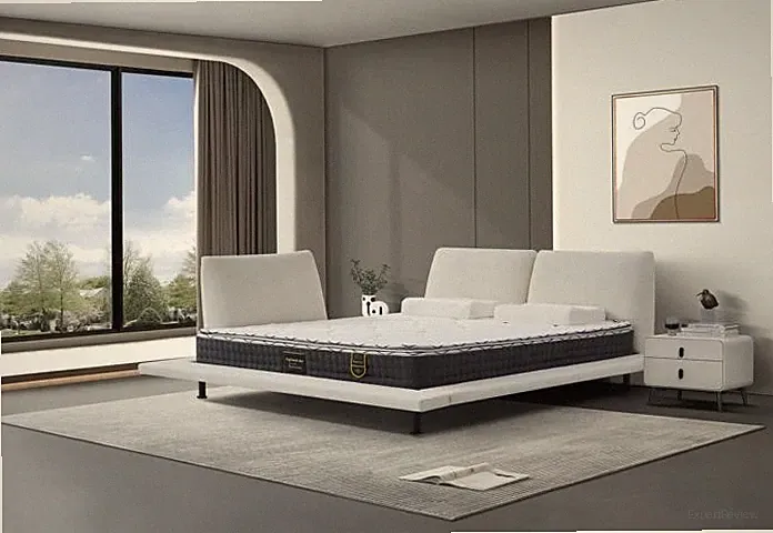 Boxspringbett Modern Komfort Design Doppelbett Weißes Kopfteil Minimalistisch