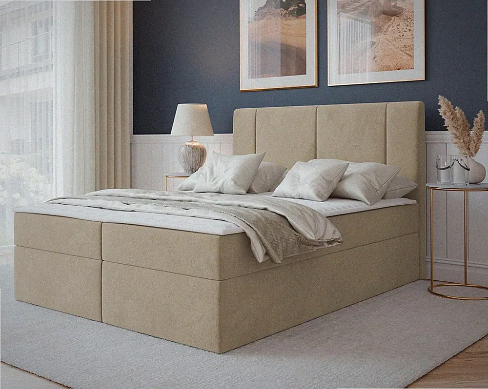 Boxspringbett Navajes Doppelbett mit zwei Bettkästen Matratze Topper Modern