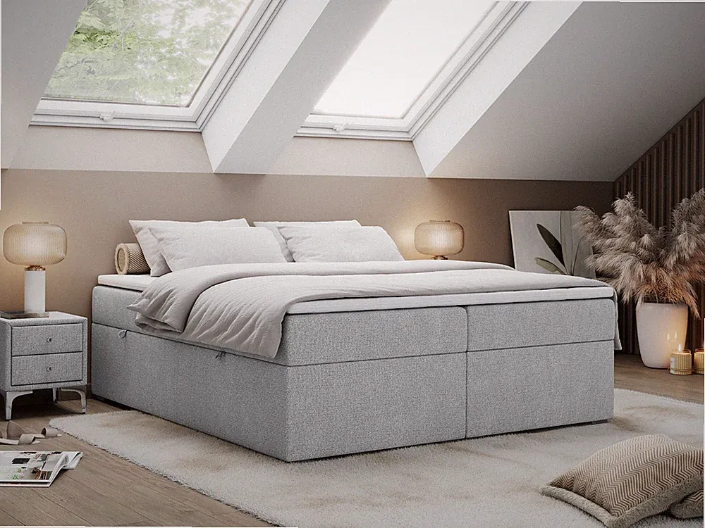 Boxspringbett ohne Kopfteil mit Bettkasten, Bett niedriges Kopfteil - BESS