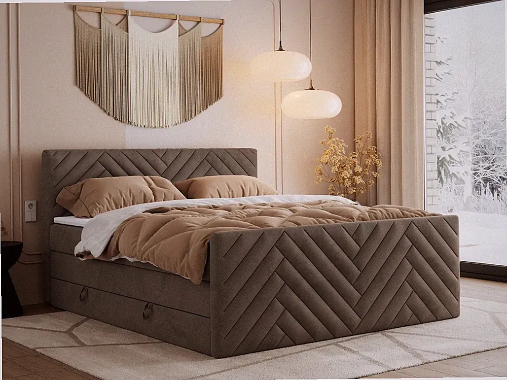 Boxspringbett PARIS KING DUO mit 7 Härtezonen Multipocket-Matratzen, Bettkästen