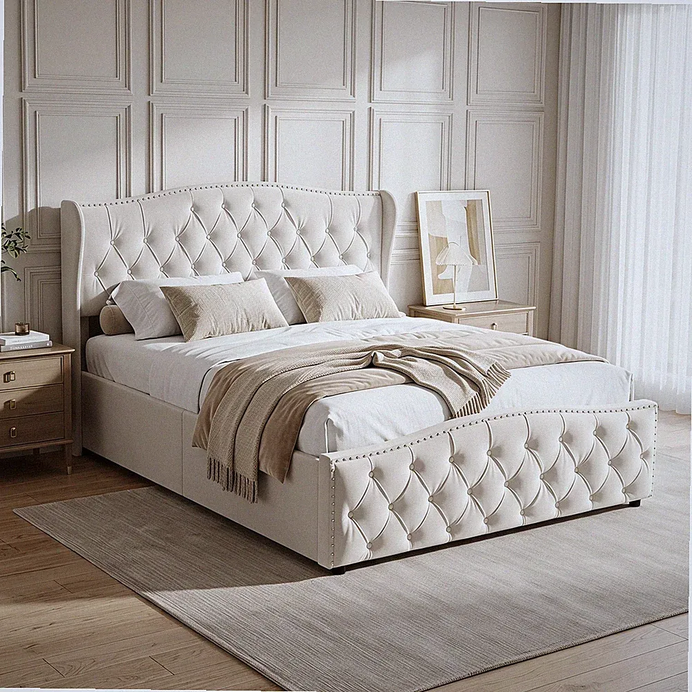 Boxspringbett Polsterbett 160x200 Bettgestell Doppelbett mit Lattenrost Stauraum