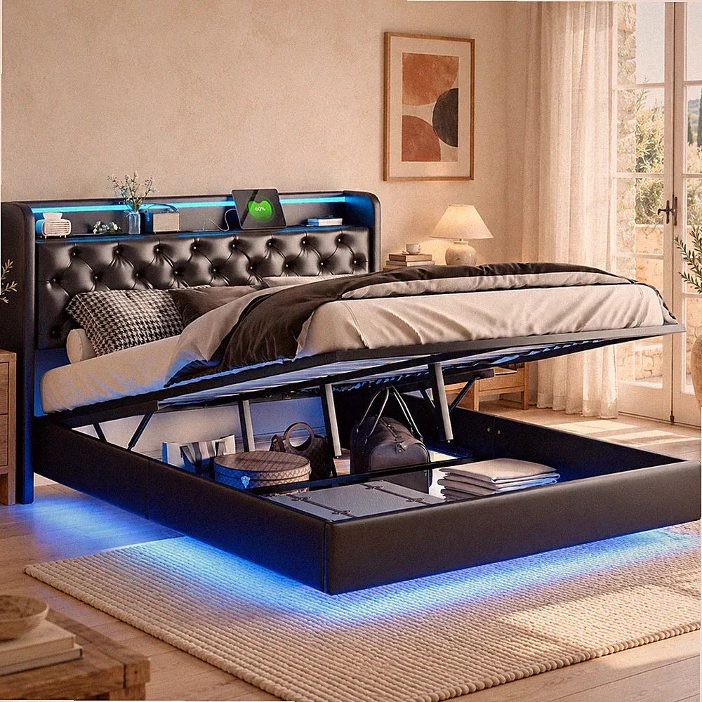 Boxspringbett Polsterbett 160x200 Doppelbett Bettgestell mit Lattenrost USB/LED