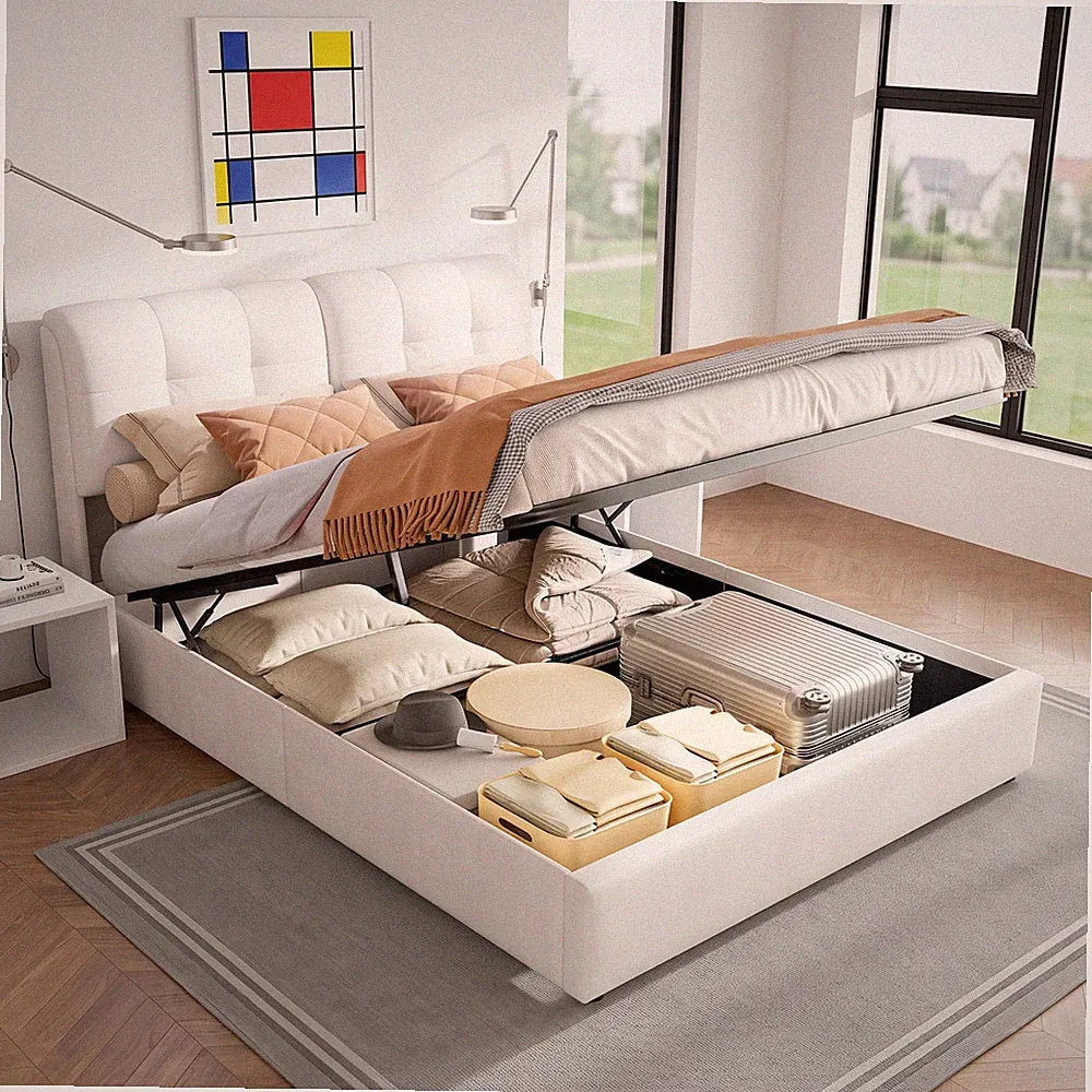 Boxspringbett Polsterbett 160x200cm Stauraumbett Doppelbett mit LED-Beleuchtung