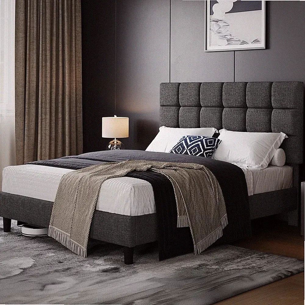 Boxspringbett,Polsterbett,Höhenverstellbarem Kopfteil Stoffbett mit Lattenrost