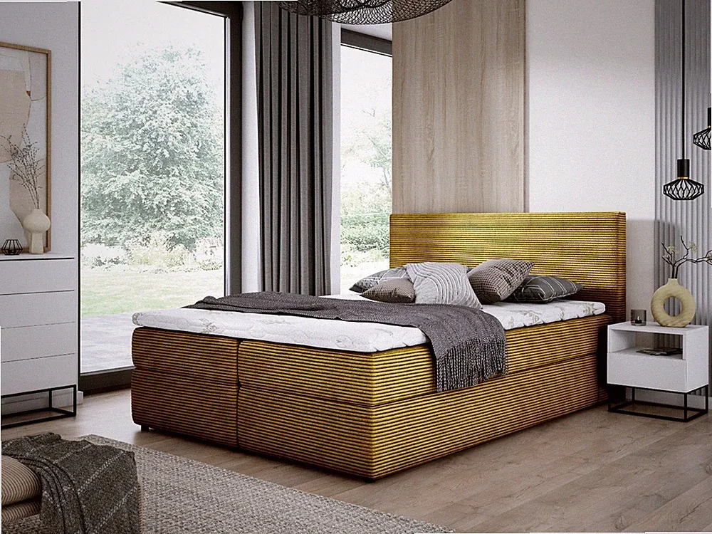 Boxspringbett, Polsterbett mit Bettkasten SIMPLE 140x200 cm Matratze und Topper