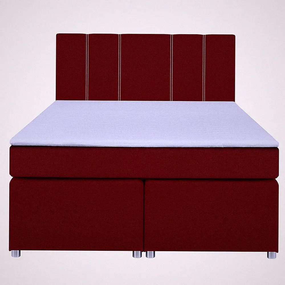 Boxspringbett - rot - H3 - Bonell-Federkern - 140x200 cm Doppelbett Polsterbett