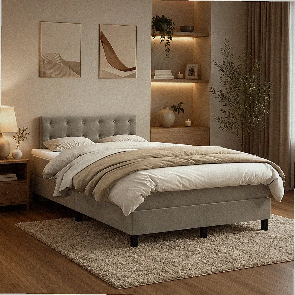 Boxspringbett Samt Bett Matratze Polsterbett Taschenfederkern Grau | 120 x 200cm