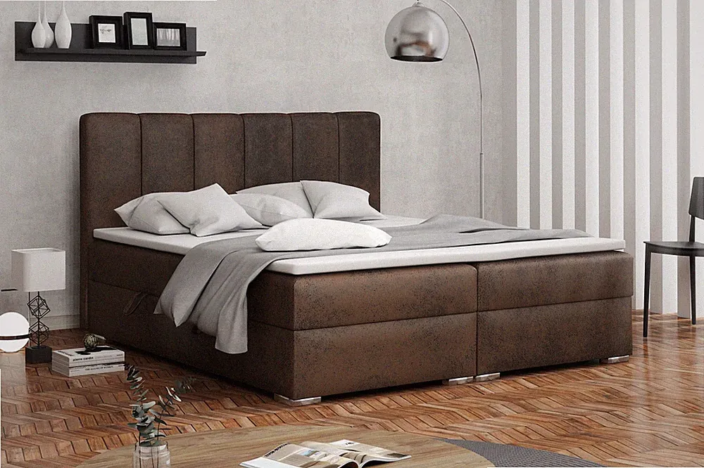 Boxspringbett Schlafzimmerbett ALVARA 160x200cm Vintage Braun