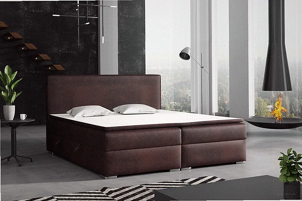 Boxspringbett Schlafzimmerbett DORIAN 140x200cm Vintage Dunkelbraun
