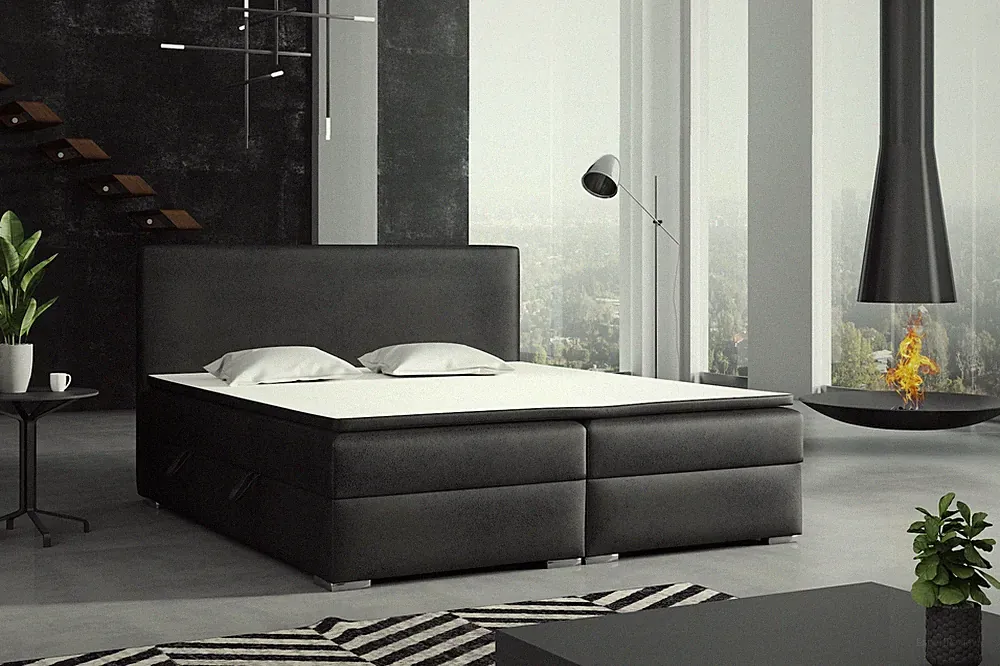 Boxspringbett Schlafzimmerbett DORIAN 140x200cm Vintage Schwarz