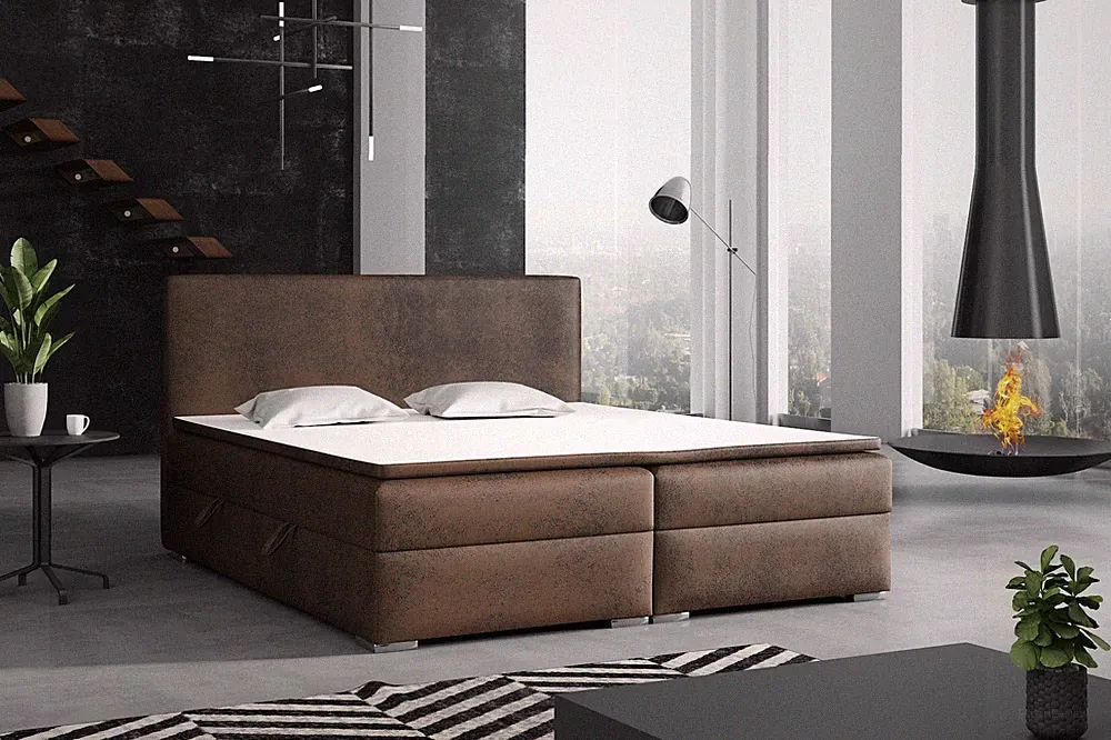 Boxspringbett Schlafzimmerbett DORIAN 160x200cm Vintage Braun