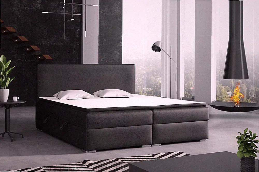 Boxspringbett Schlafzimmerbett DORIAN 160x200cm Vintage Schwarz