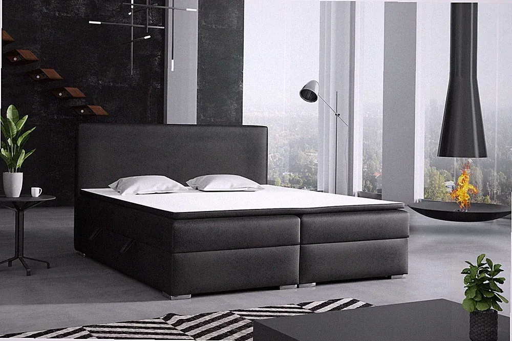 Boxspringbett Schlafzimmerbett DORIAN 180x200cm Vintage Schwarz