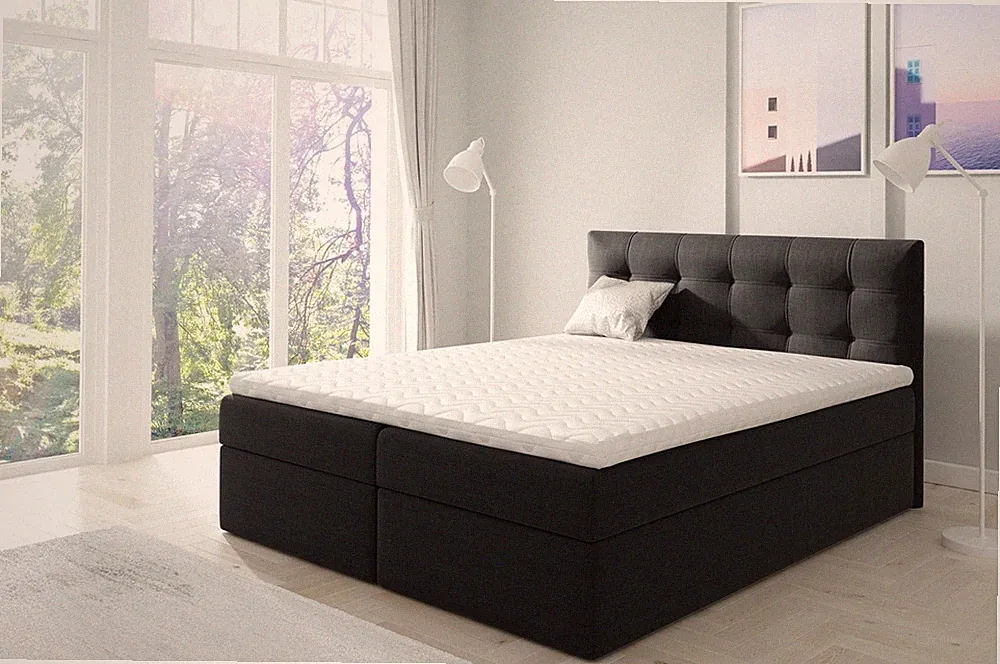 Boxspringbett Schlafzimmerbett OVIEDO XL 200x220cm Stoff Schwarz