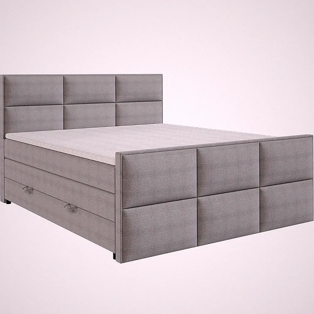 Boxspringbett - silber - Bettkasten - H3 - 180x200 cm Doppelbett Polsterbett