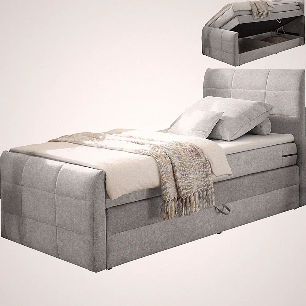 Boxspringbett - silber - H2 - 120x200 cm Doppelbett Polsterbett Gästebett
