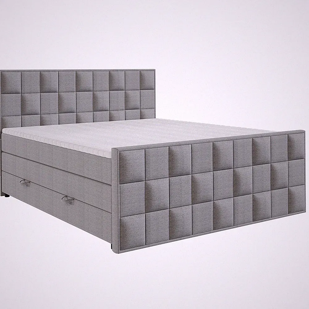 Boxspringbett - silber - H3 - 140x200 cm Doppelbett Polsterbett Gästebett