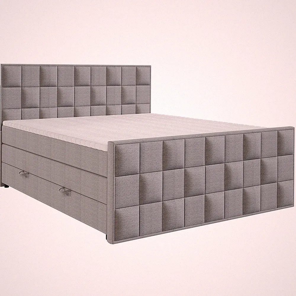 Boxspringbett - silber - H3 - 160x200 cm Doppelbett Polsterbett Gästebett