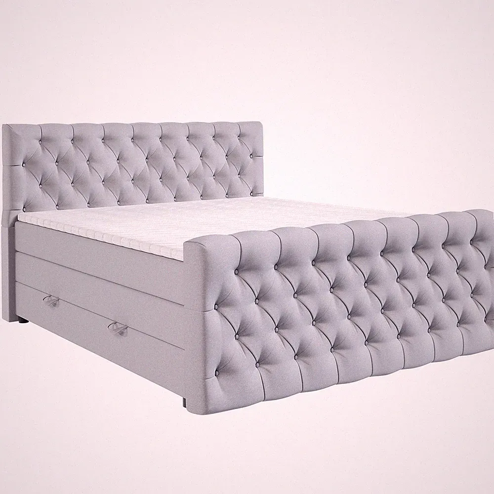 Boxspringbett - silber - H3 - 180x200 cm Doppelbett Polsterbett Gästebett