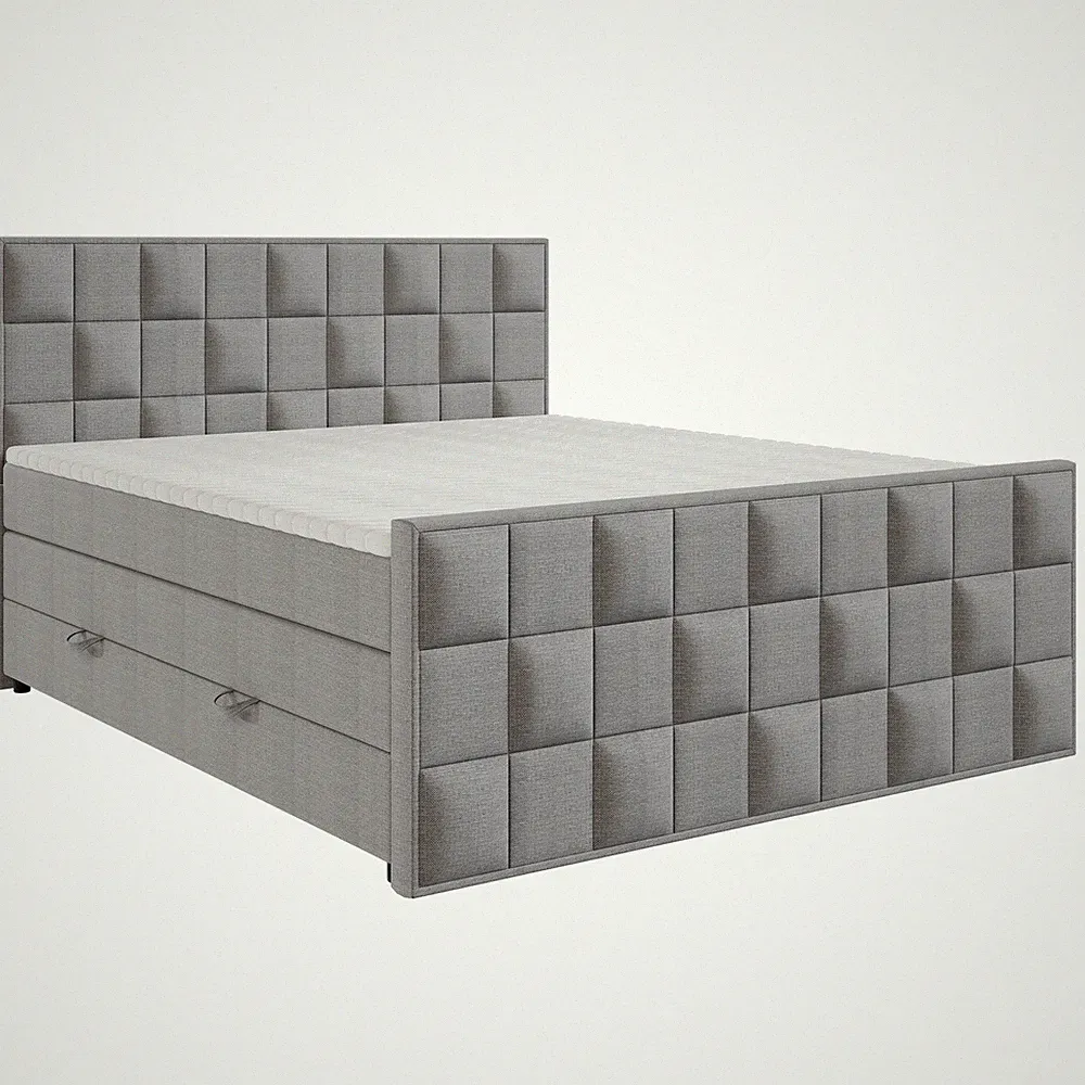 Boxspringbett - silber - H3 - 180x200 cm Doppelbett Polsterbett Gästebett