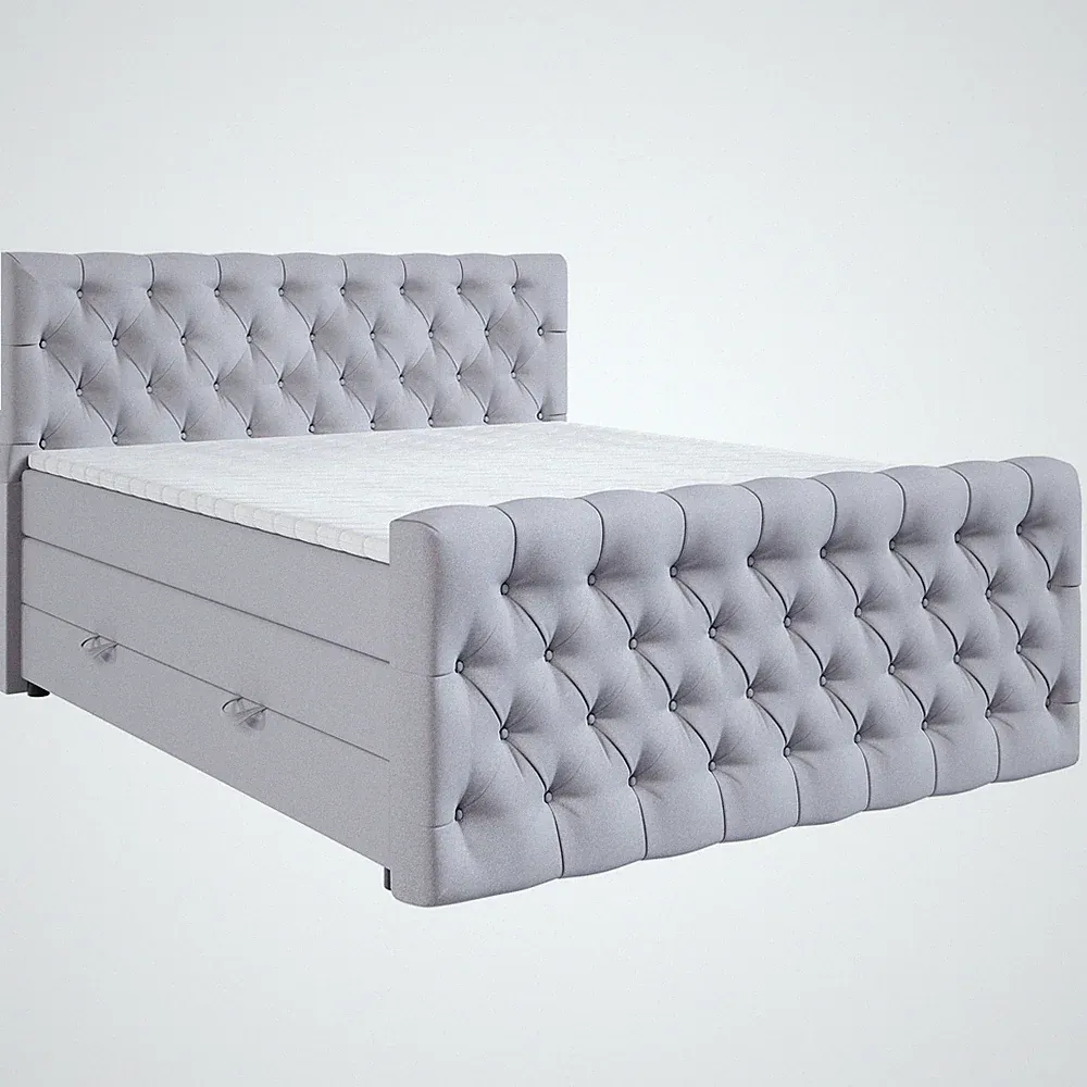 Boxspringbett - silber - H3 - 180x200 cm Doppelbett Polsterbett Gästebett