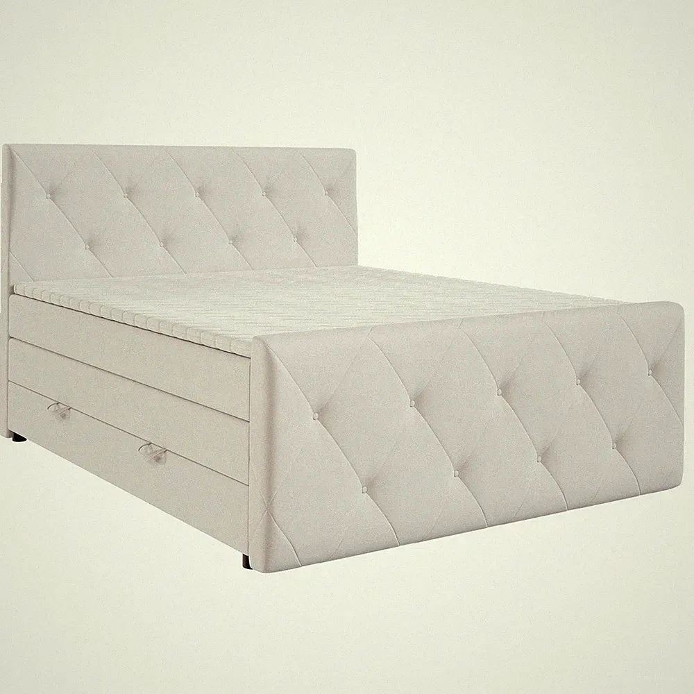 Boxspringbett - silber - H3 - mit Bettkasten - 140x200 cm Doppelbett Polsterbett
