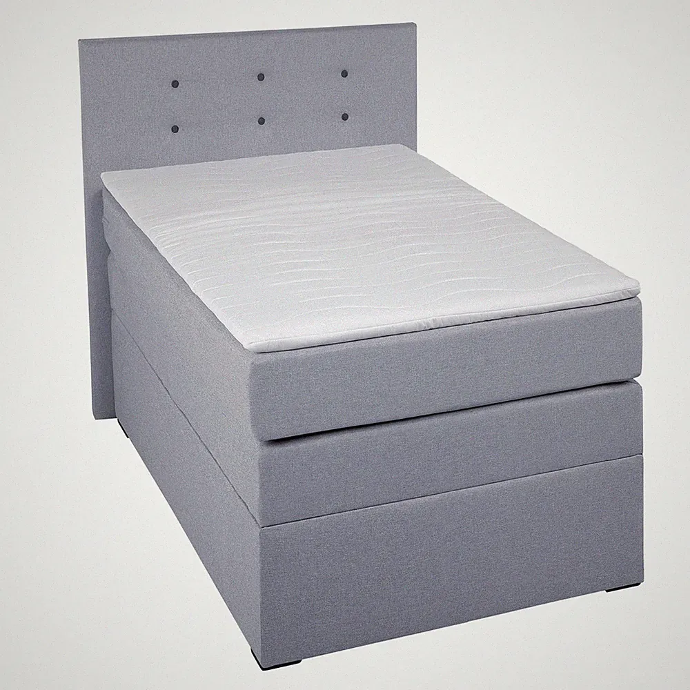 Boxspringbett - silber - H3 - mit Topper - 90x200 cm Doppelbett Polsterbett